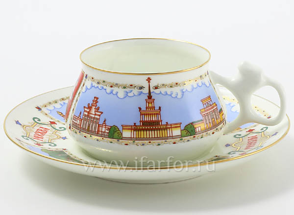 Cup and saucer Pavilions of VDNH Bilibin