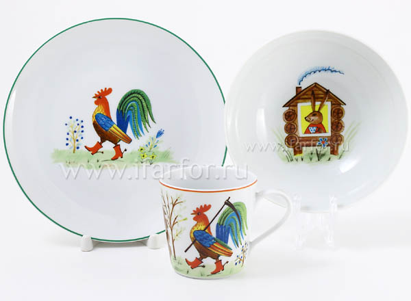 Set in a case for children three-piece in a case Rooster, rabbit and fox Solo