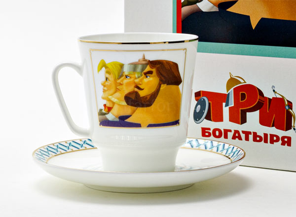 Cup and saucer in a gift box Three heroes (bogatyri). May
