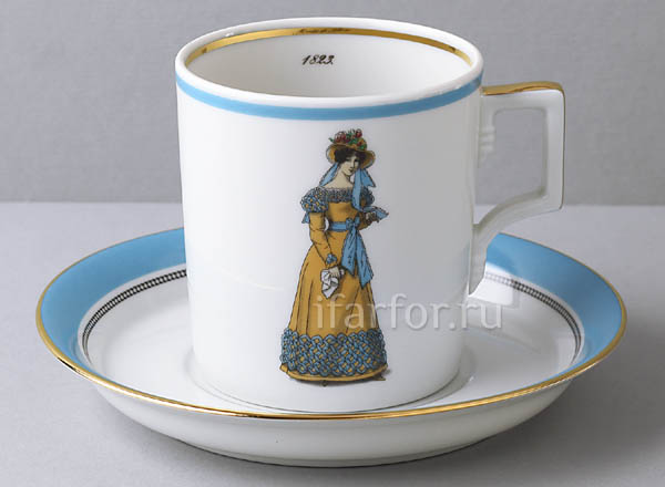 Cup and saucer in a gift box Modes de Paris 1823 Armorial