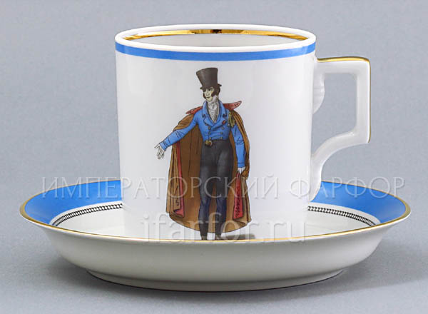 Cup and saucer in a gift box Modes de Paris (dark blue) Armorial