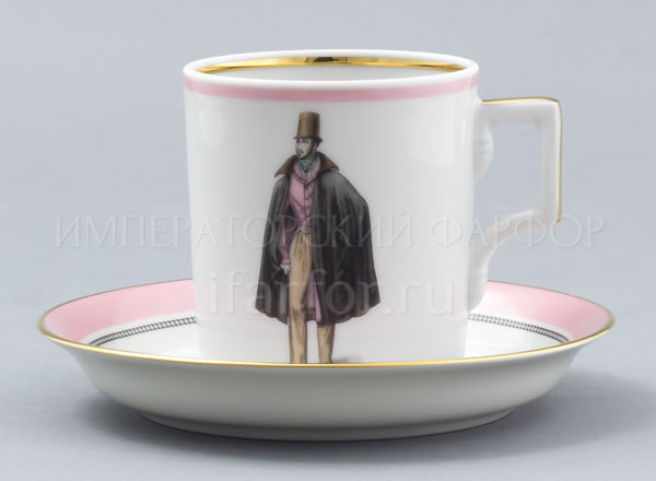 Cup and saucer in a gift box Modes de Paris (pink) Armorial
