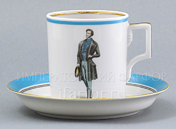 Cup and saucer in a gift box Modes de Paris (blue) Armorial