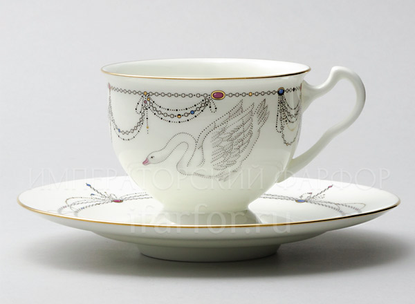 Чашка с блюдцем чайный Волшебное лебединое озеро Айседора