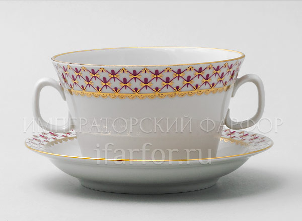 Cup and saucer for broth Net-Blues Youth