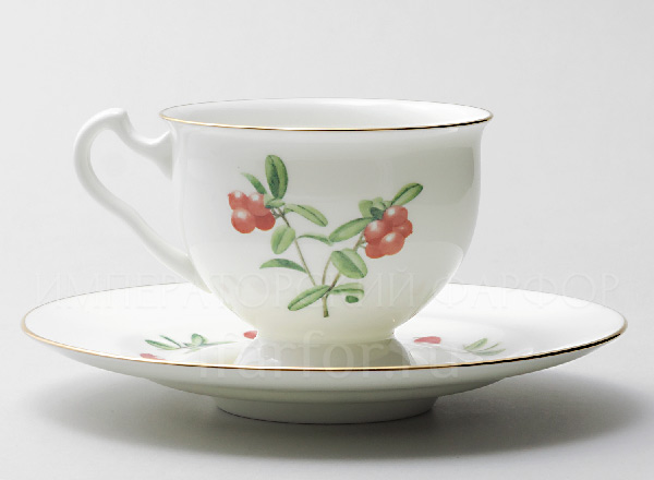 Чашка с блюдцем чайная Цветы и ягоды. Брусника Айседора