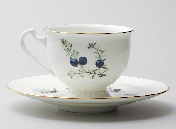 Чашка с блюдцем чайная Цветы и ягоды. Шикша Айседора
