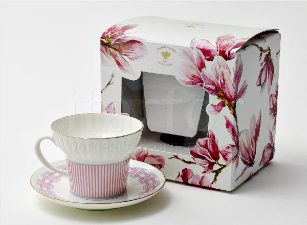 Cup and saucer in a gift box Geometry 5 Wave