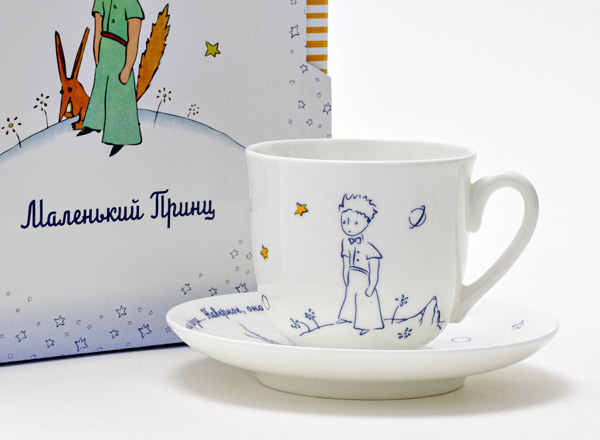 Cup and saucer in a gift box Little Prince and Rose Lily of the valley