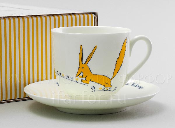 Cup and saucer in a gift box Little Prince and the Fox Lily of the valley