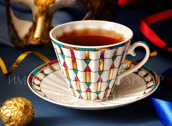 Чашка с блюдцем чайная Геометрия цвета Лучистая