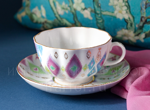 Чашка с блюдцем чайная Перо павлина Тюльпан