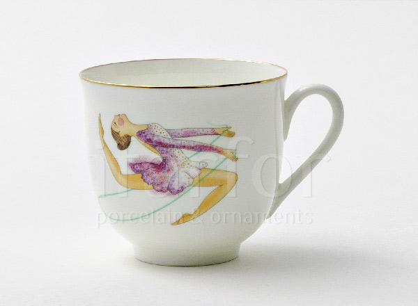 Cup and saucer Rhythmic gymnastics. Rope Lily of the valley