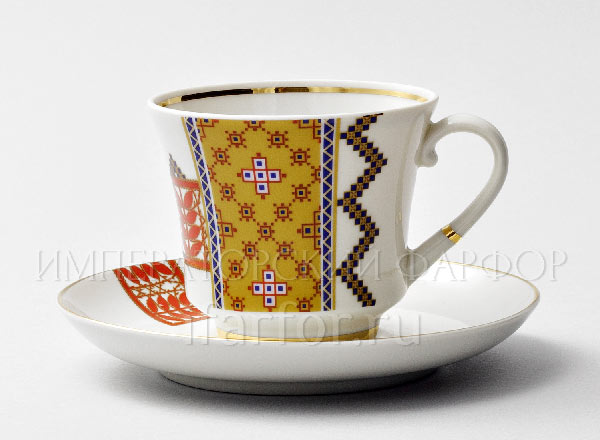 Чашка с блюдцем чайная Русский стиль. Рушник Банкетная