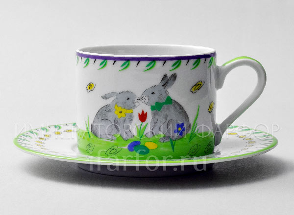 Cup and saucer tea Color easter Solo