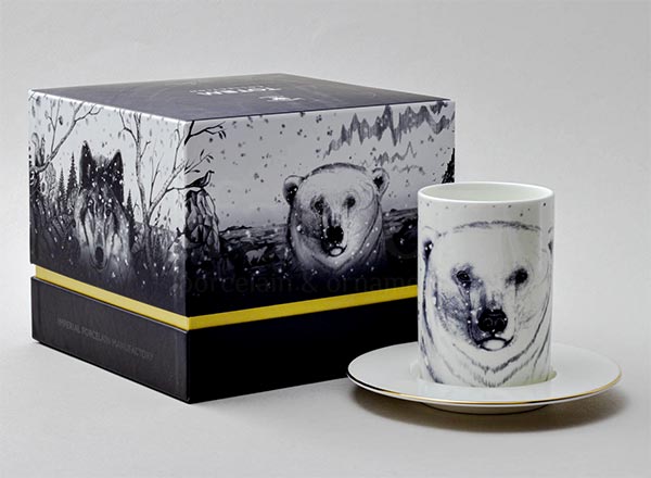 Mug and saucer in a gift box Totem. Bear 