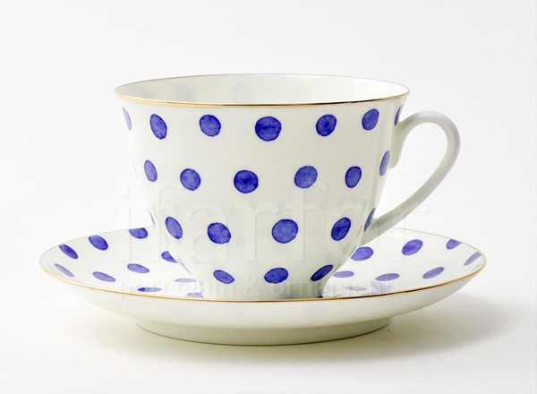 Cup and saucer tea Mood. Polka dot Spring