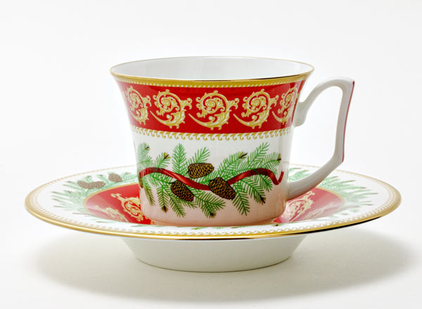 Чашка с блюдцем чайная Рождественское чаепитие Юлия