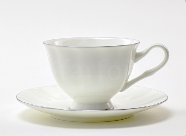 Чашка с блюдцем чайная Платиновая лента Нега
