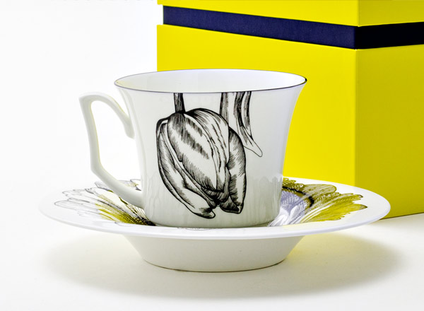 Cup and saucer in a gift box Magic Garden I Julia