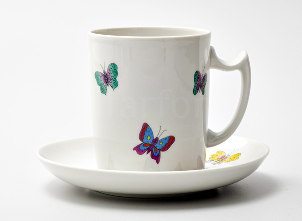 Mug and saucer Saffron butterflies Snowing morning