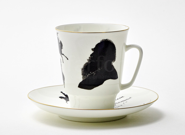Cup and saucer Coffee Russian writers. Tolstoy May