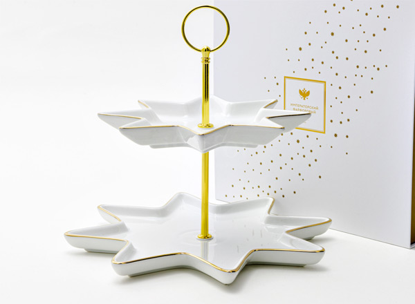Serving stand two-tier Gold ribbon Star