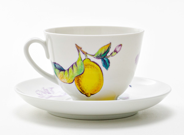 Чашка с блюдцем чайная Лимоны Весенняя