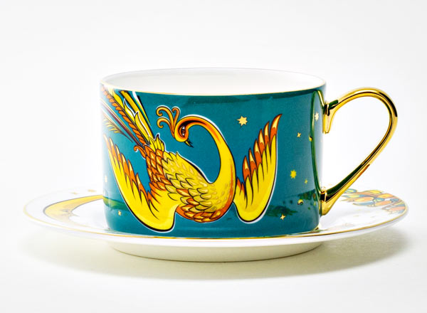 Cup and saucer tea Firebird green Idyll