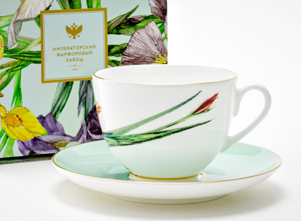 Cup and saucer in a gift box Tiger Iris Spring-2