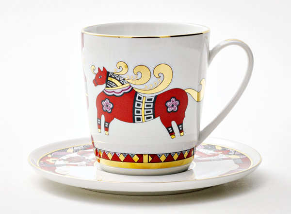 Cup and saucer tea Red horse Bell