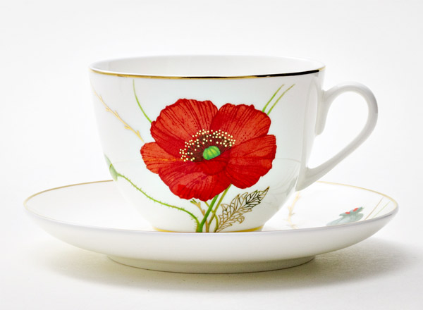 Cup and saucer tea Poppies Spring-2