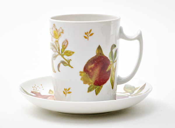 Mug and saucer tea Garnets Snowing morning