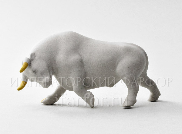 Sculpture Corrida Bull Gray with gold