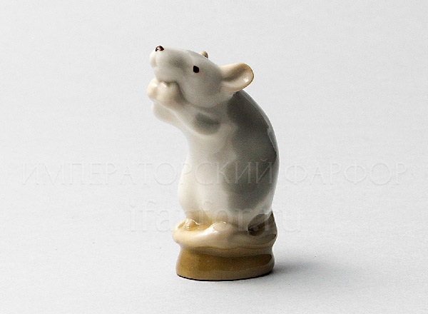 Скульптура Мышь белая Серая