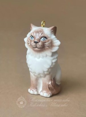 Елочная игрушка Котенок с росписью 25 x 50 мм.