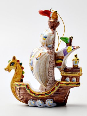Елочная игрушка Кораблик Сказка о царе Салтане. Кораблик 115 x 145 мм.