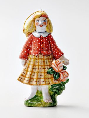 Елочная игрушка Герда Снежная королева. Герда с розами 75 x 130 мм.