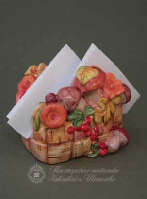 Салфетница Корзинка с грибами 87 x 105 мм.