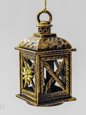 Елочная игрушка Старинный фонарь 105 мм.