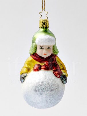 Елочная игрушка Зимние забавы. Мальчик со снежком 60 x 120 мм.