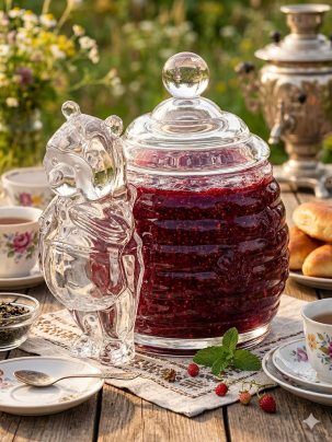 Банка для сыпучих продуктов и меда Elan Gallery Медвежонок, стеклянная, 150 мл