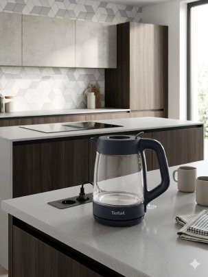 Электрический чайник Tefal Glass Kettle KO2G08E0, 1.7 л, 2000 Вт, стеклянный корпус, подсветка