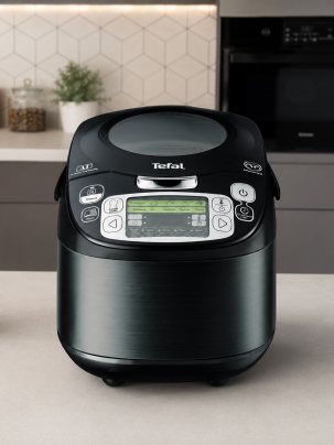 Мультиварка Tefal RK812832 со сферической чашей 5 л, с 45 режимами приготовления, антипригарным покрытием, черная