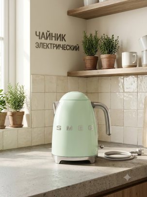 Электрический чайник SMEG KLF03PGEU, цвет пастельно-зеленый глянцевый