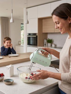 Ручной миксер SMEG HMF01PGEU, цвет пастельно-зеленый глянцевый