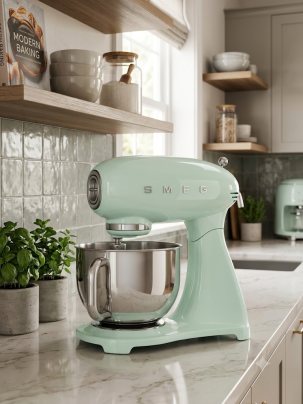 Планетарный миксер SMEG SMF05PGEU, цвет пастельно-зеленый глянцевый