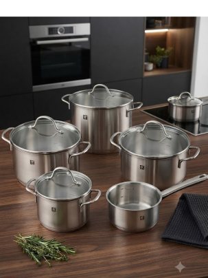 Набор кастрюль с крышкой, из нержавеющей стали Zwilling True Flow - 5 предметов, для всех типов плит