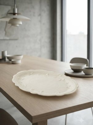 Тарелка керамическая овальная 25*18 см с рисунком, винтаж