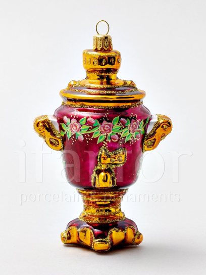 Елочная игрушка «Русский самовар» Стекло. 75 x 125 мм.
